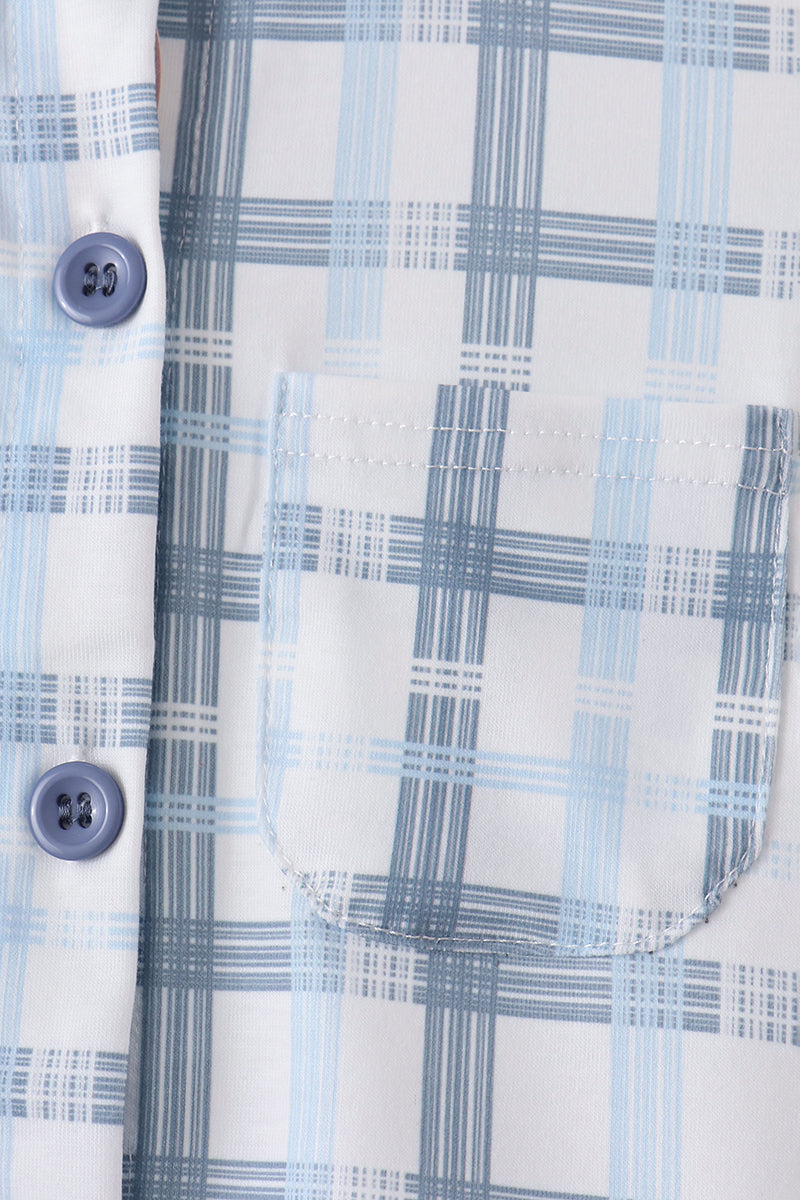 Blue Plaid Button-Down Shirt