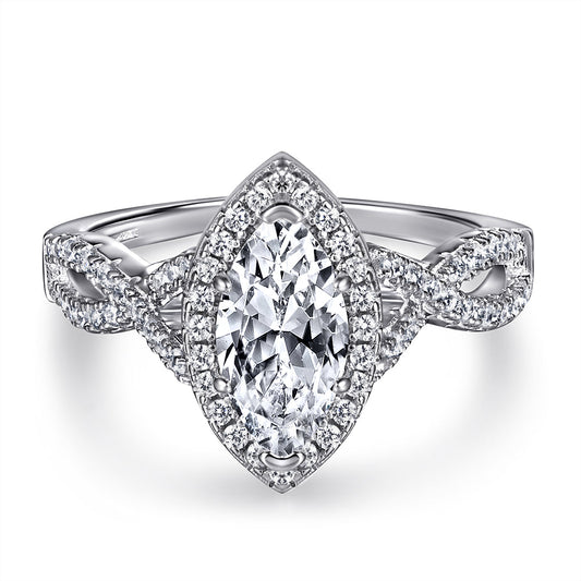 Abigail 925 Sterling Silver Ring with 1ct Marquise-Cut Cubic Zirconia