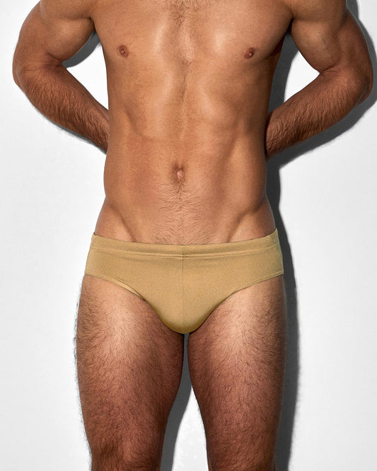 Solid Champagne Nude Swim Brief