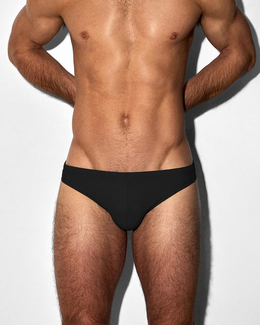 Solid Black Swim Tanga