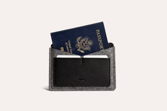 Leather and Wool Felt Passport Holder