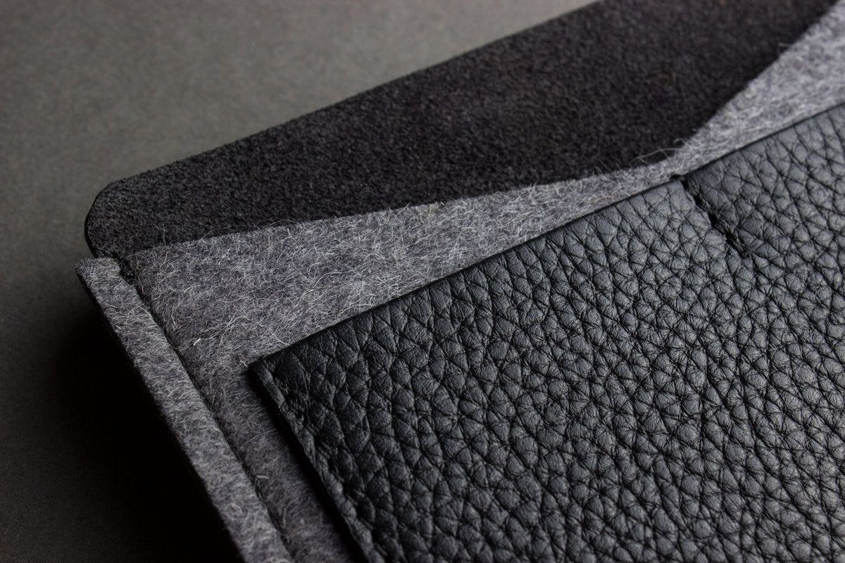 Leather and Wool Felt Passport Holder