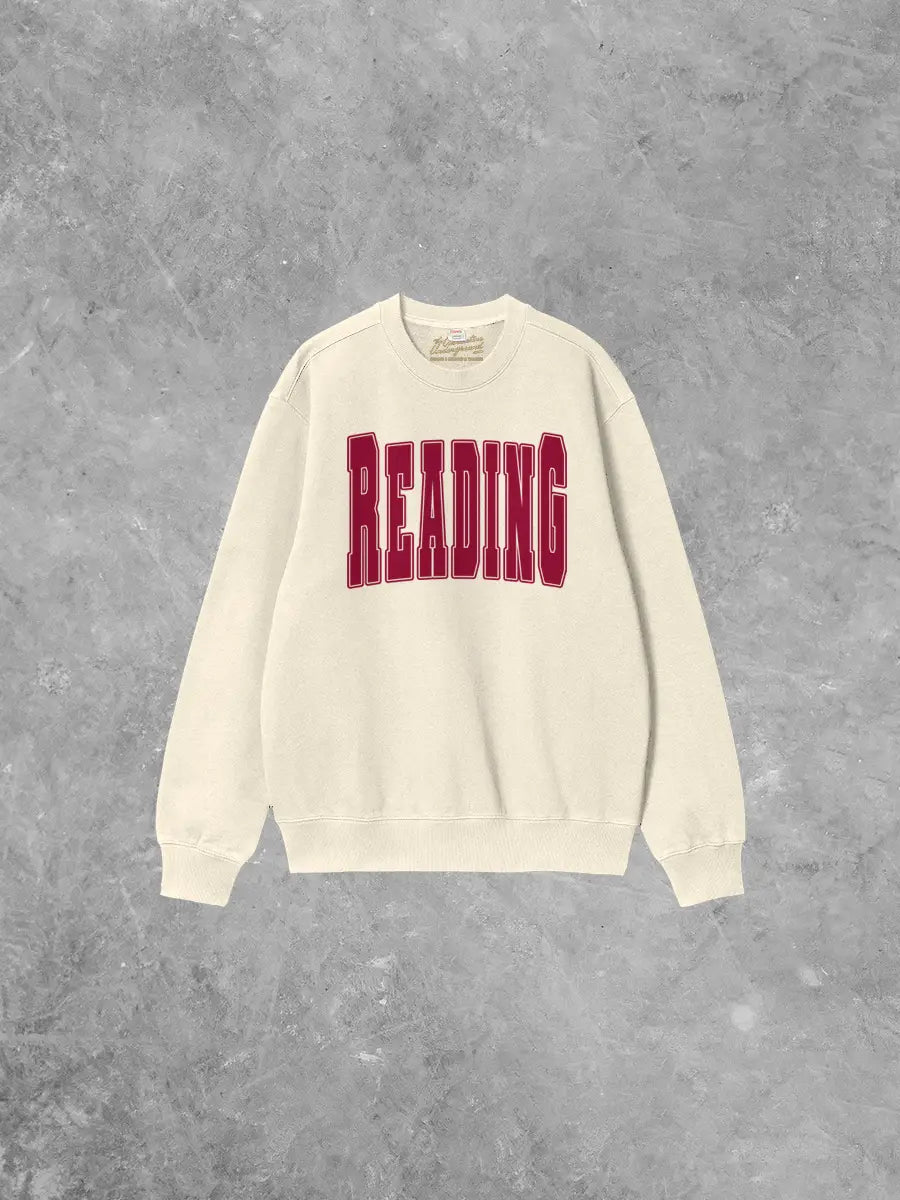 Underground Original Design: Reading Varsity Letter, Bookish Boxy Cotton Sweatshirt