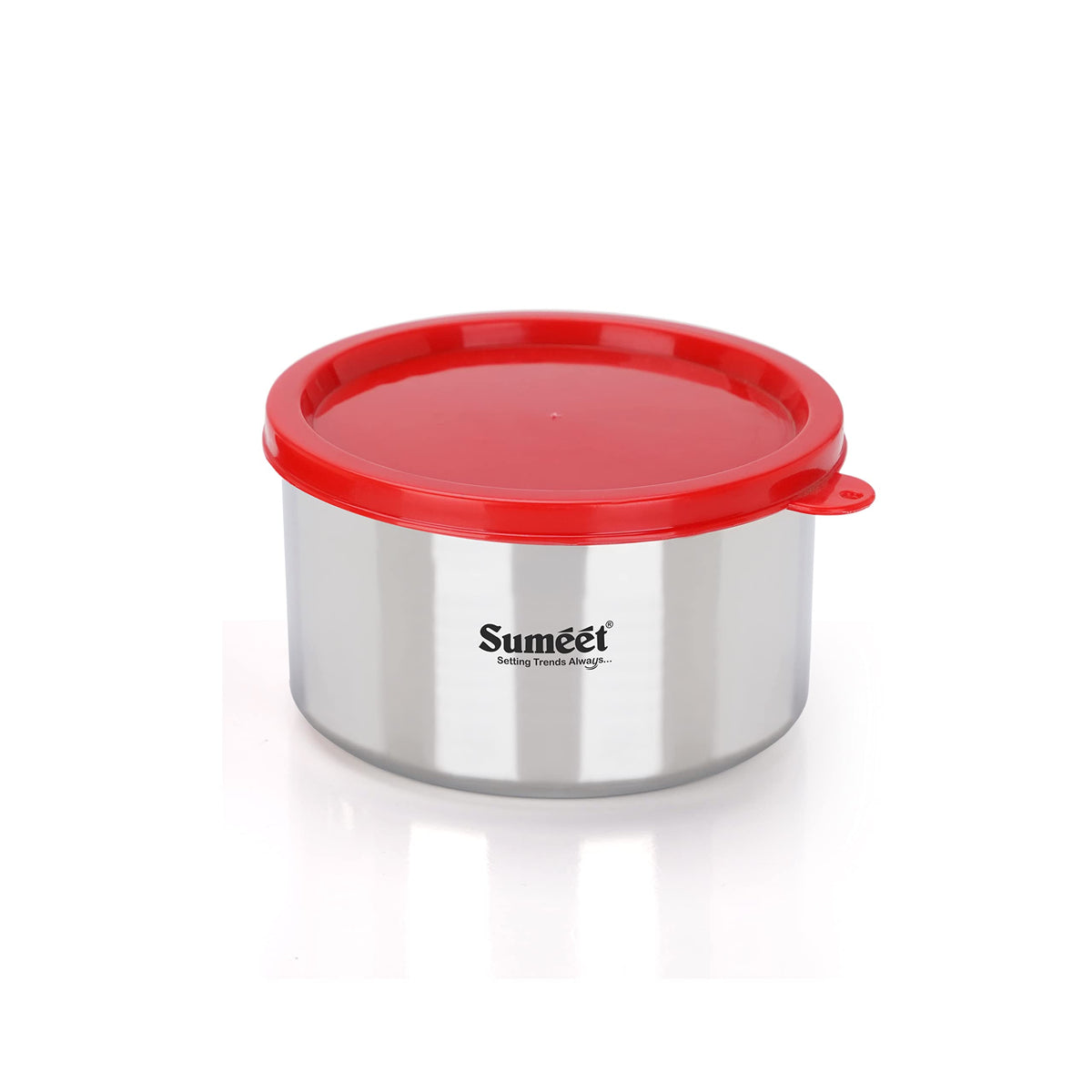 Sumeet Stainless Steel Airtight and Leak-Proof Food Storage Container, 650 ml, 12 cm, Pack of 1, Silver