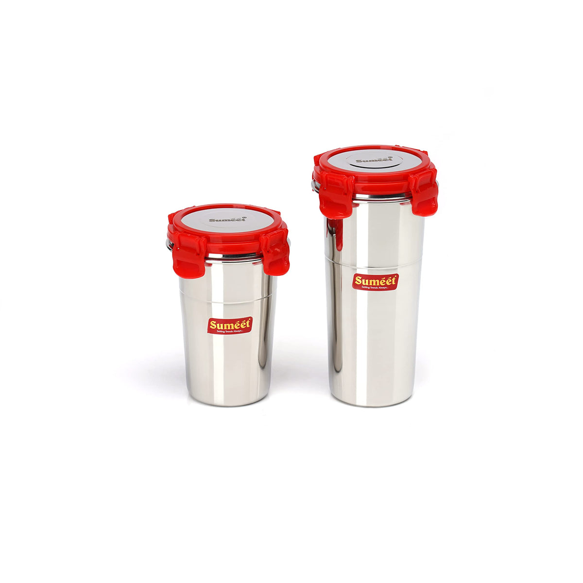 Sumeet Stainless Steel Tumbler with Stainless Steel Lid, Set of 2 (400 ml), Airtight, Leak-Proof, Freezer-Safe and Dust-Proof
