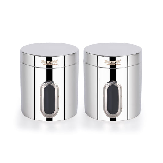 Sumeet Stainless Steel Small Containers, Jars, or Canisters, Set of 6, 310 ml and 700 ml Capacities, 7.3 cm and 9.5 cm Diameter, Silver