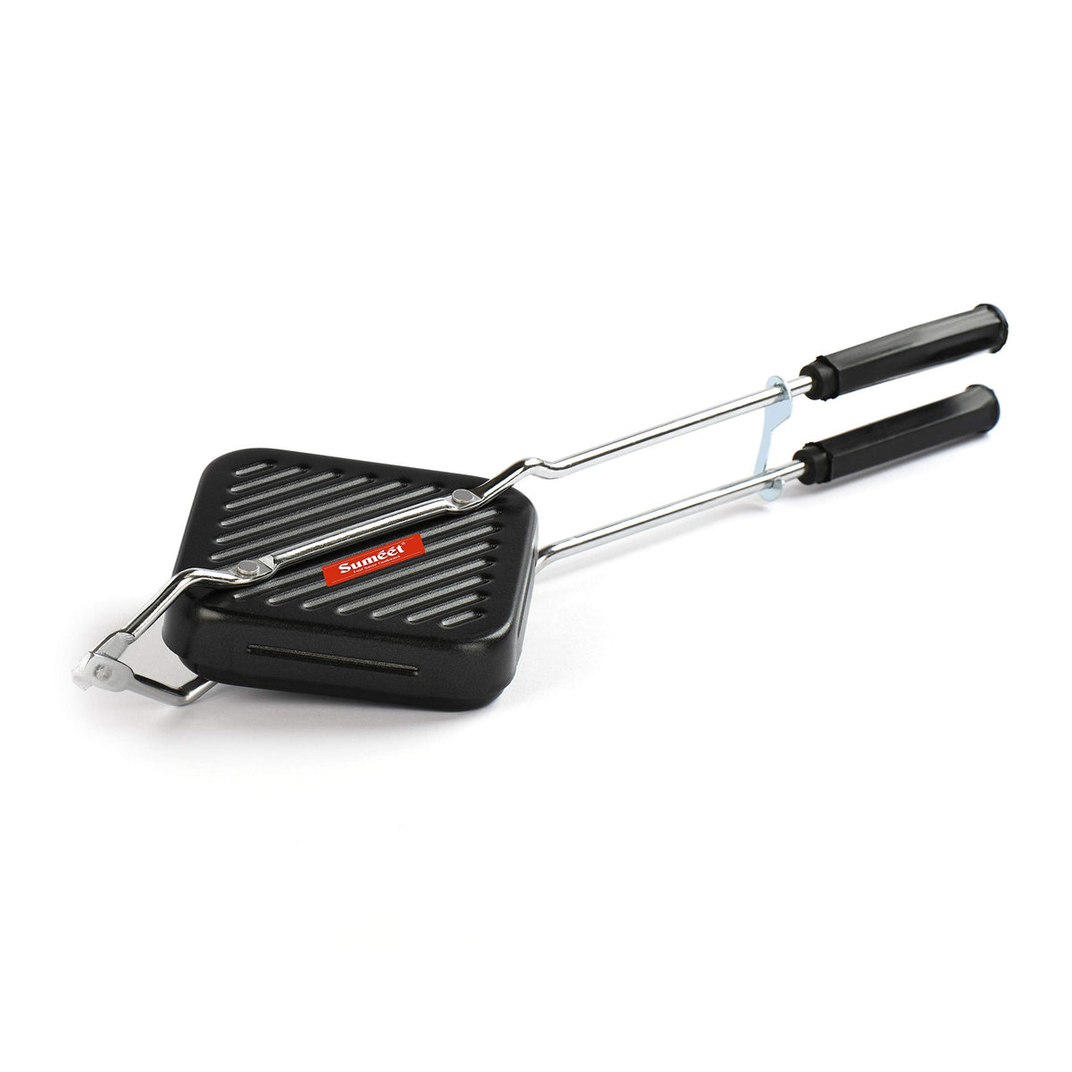 Sumeet Aluminium Nonstick Grill Gas Sandwich Toaster with Heat-Resistant Handle, Black, 14 cm, Sandwich Maker, Flameproof Design