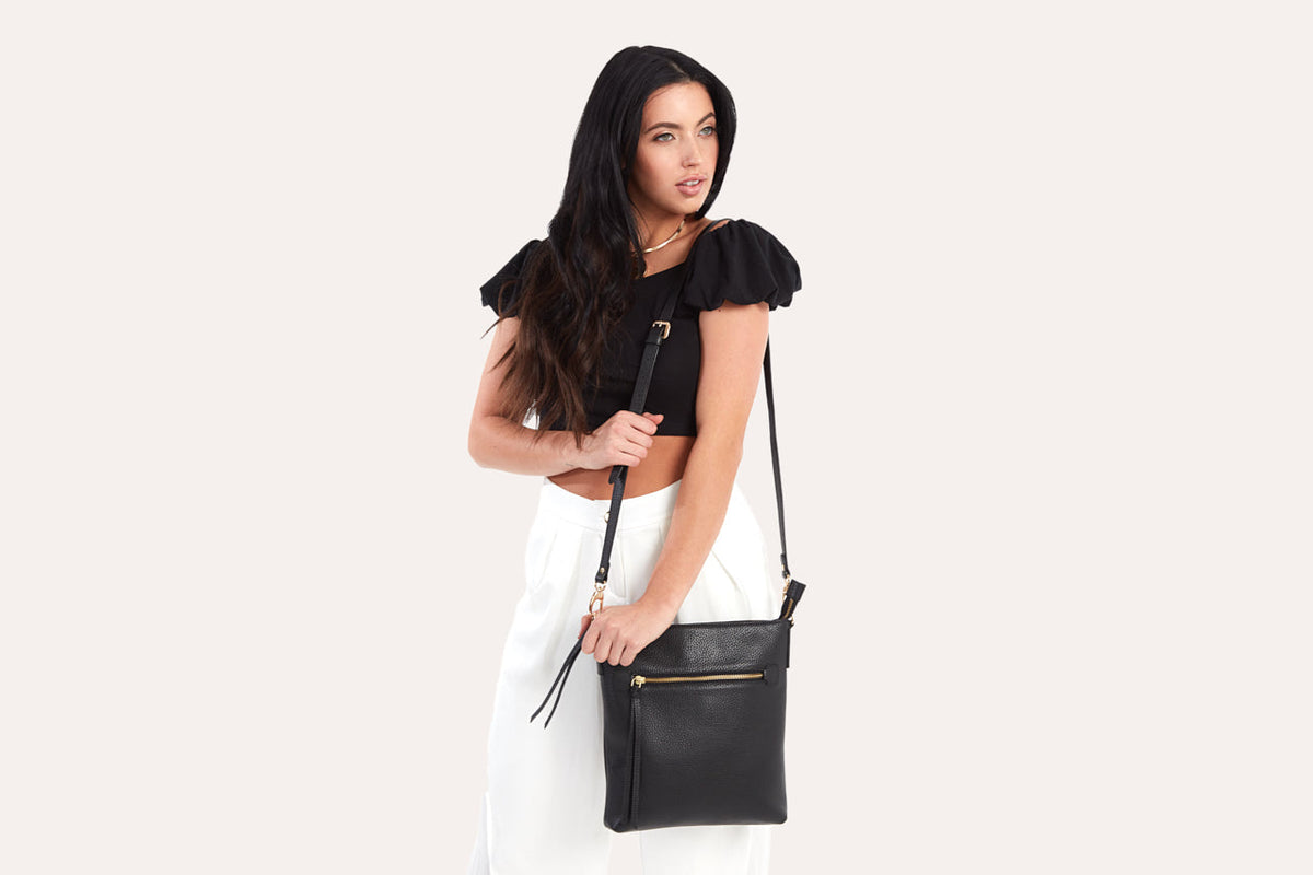 Pebble Leather Crossbody with Card Slots