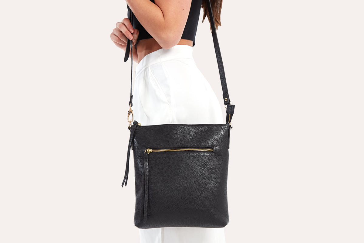 Pebble Leather Crossbody with Card Slots