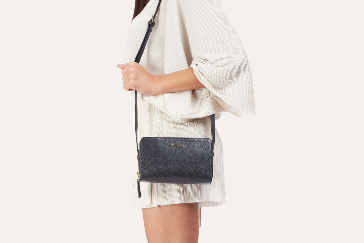 Pebble Leather Zip-Around Crossbody