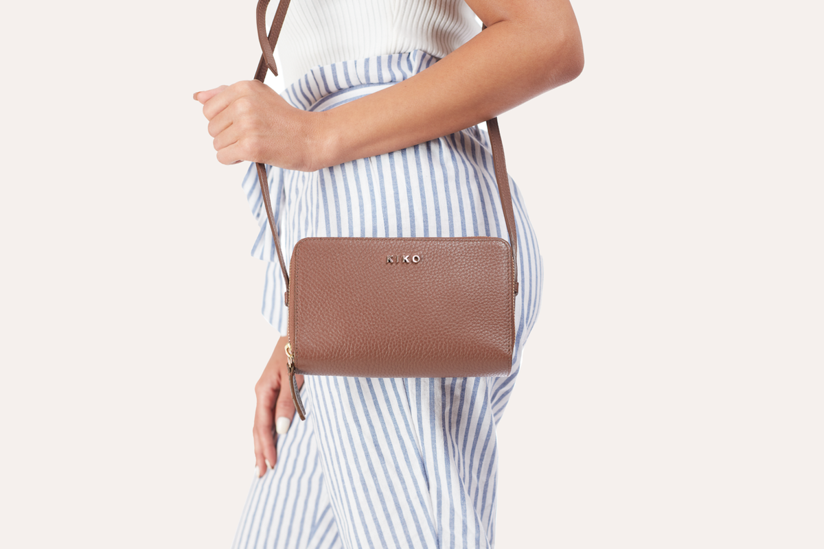 Pebble Leather Zip-Around Crossbody