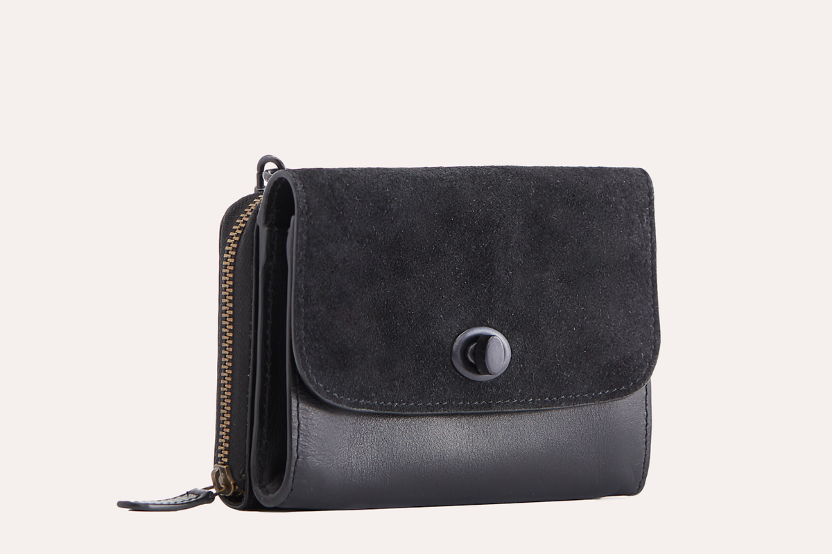 Two-Tone Leather and Suede Crossbody