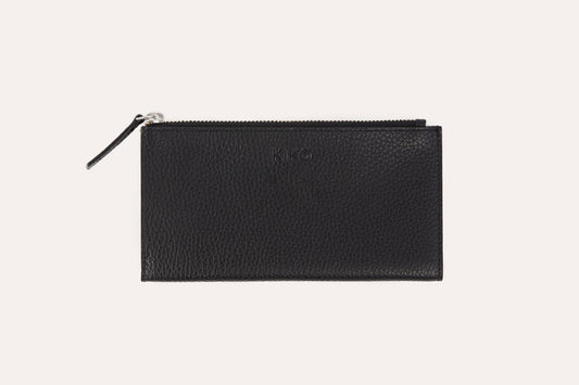 Top Zip Pebble Leather Wallet