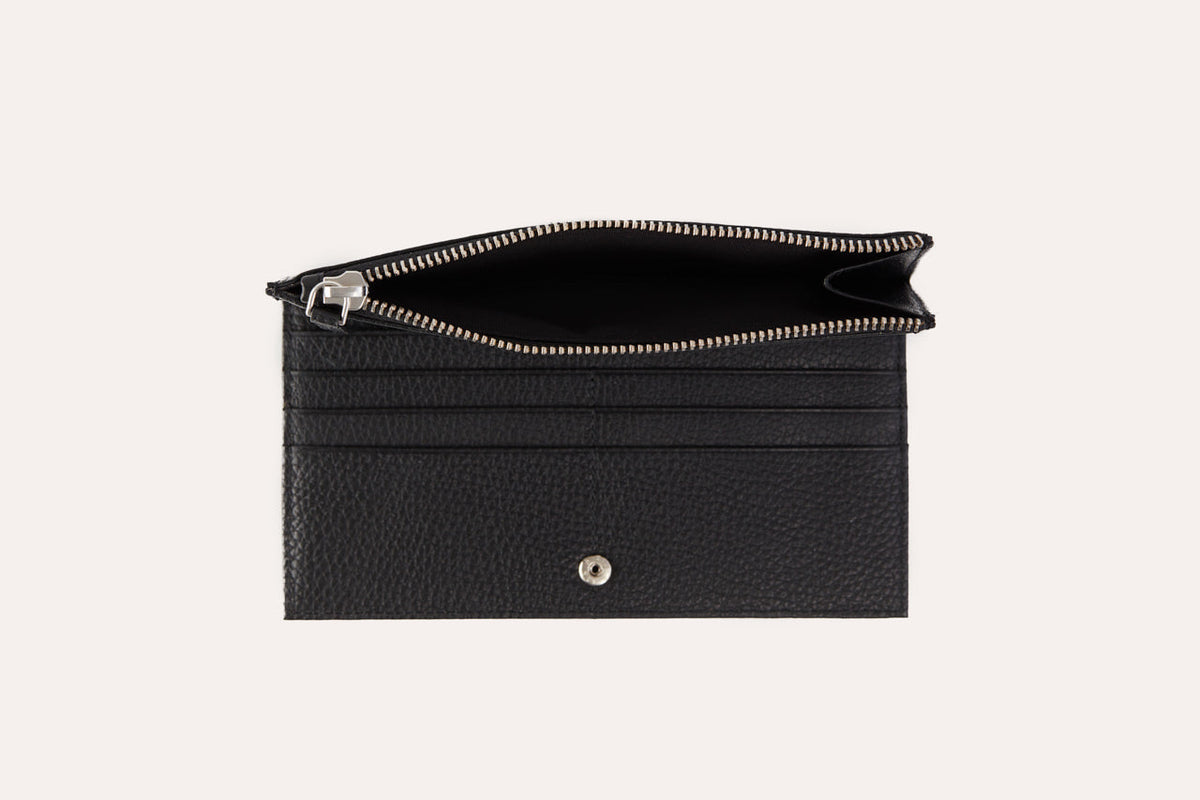 Top Zip Pebble Leather Wallet
