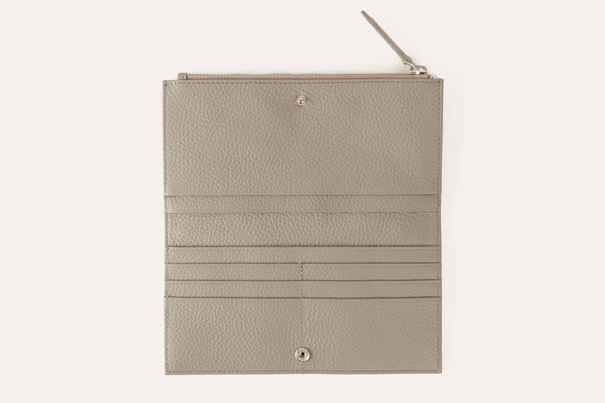 Top Zip Pebble Leather Wallet