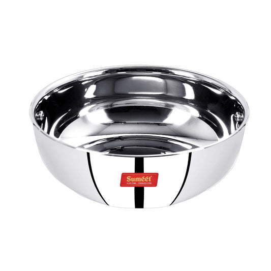 Sumeet Stainless Steel Induction Bottom Tasra with Encapsulated Bottom, Induction and Gas Stove Friendly, Size No. 13, 2.3 L
