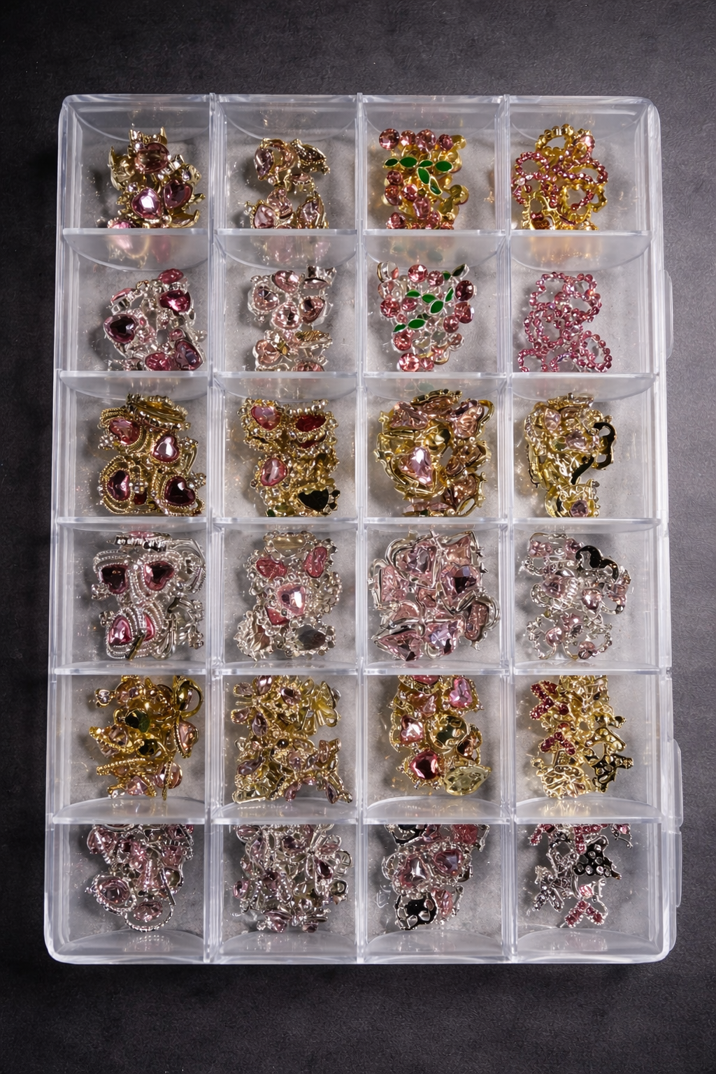 3D Pink Rhinestones Gold / Silver Plated - 240 pc