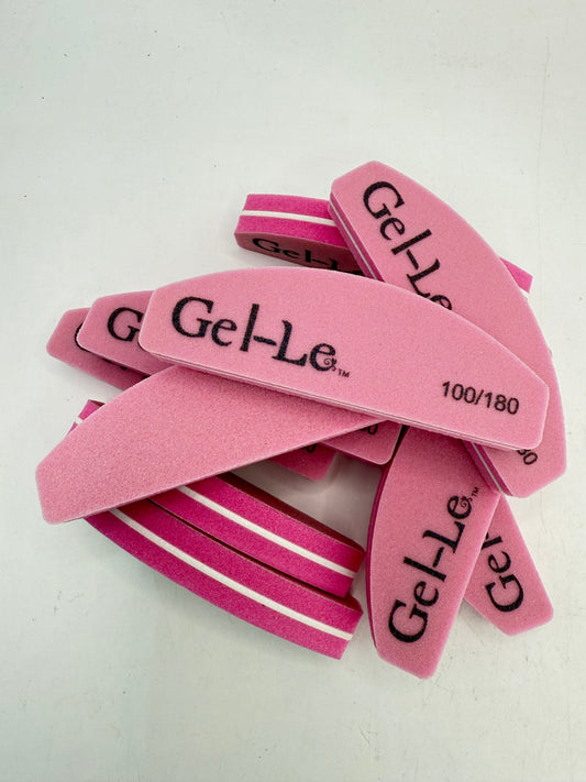 Gel-Le - Mini Half Moon Sponge Buffer File - Pink (100/180) 20pc