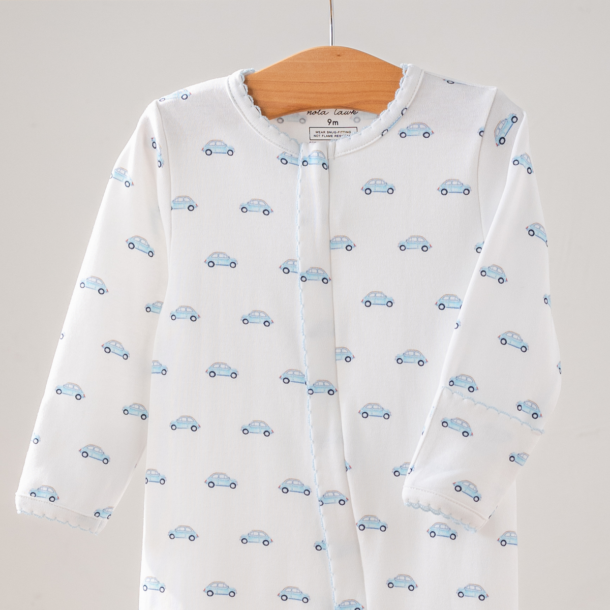 Baby Basics Little Blue Wheels Organic Cotton Baby Pajamas