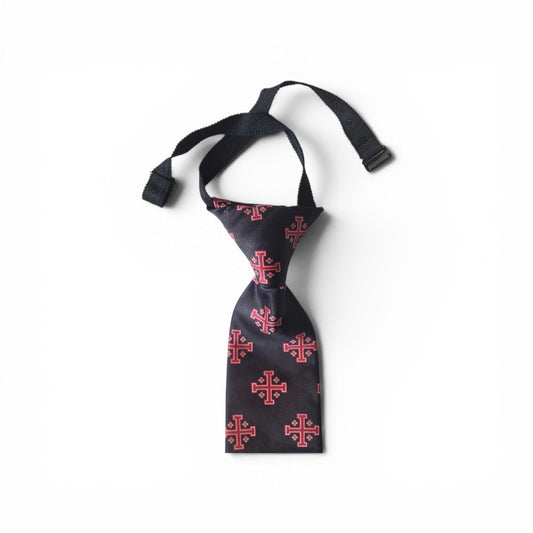 Boys' Red Jerusalem Cross Necktie with White Accents