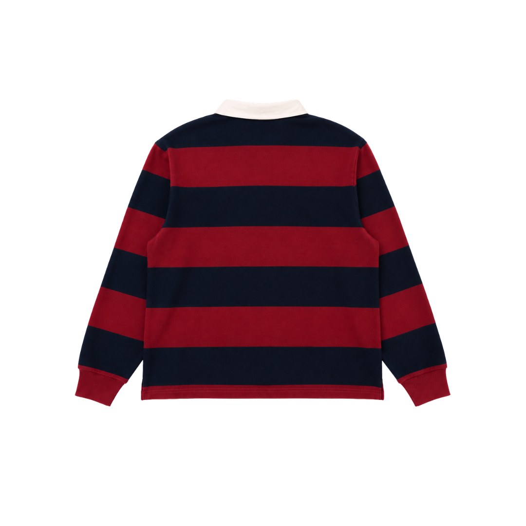 Classic Striped Rugby Shirt in Cranberry and Navy