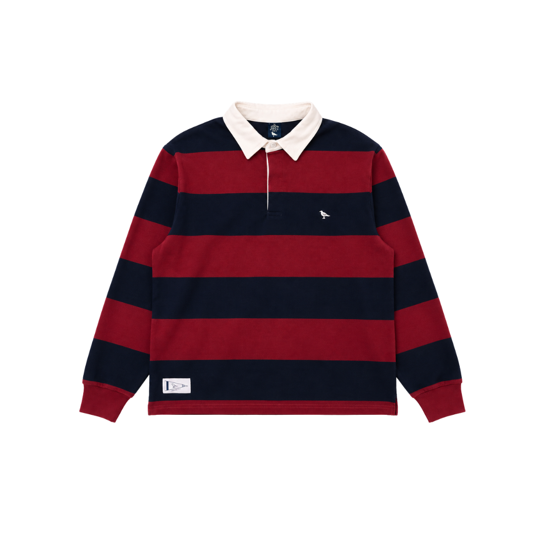 Classic Striped Rugby Shirt in Cranberry and Navy