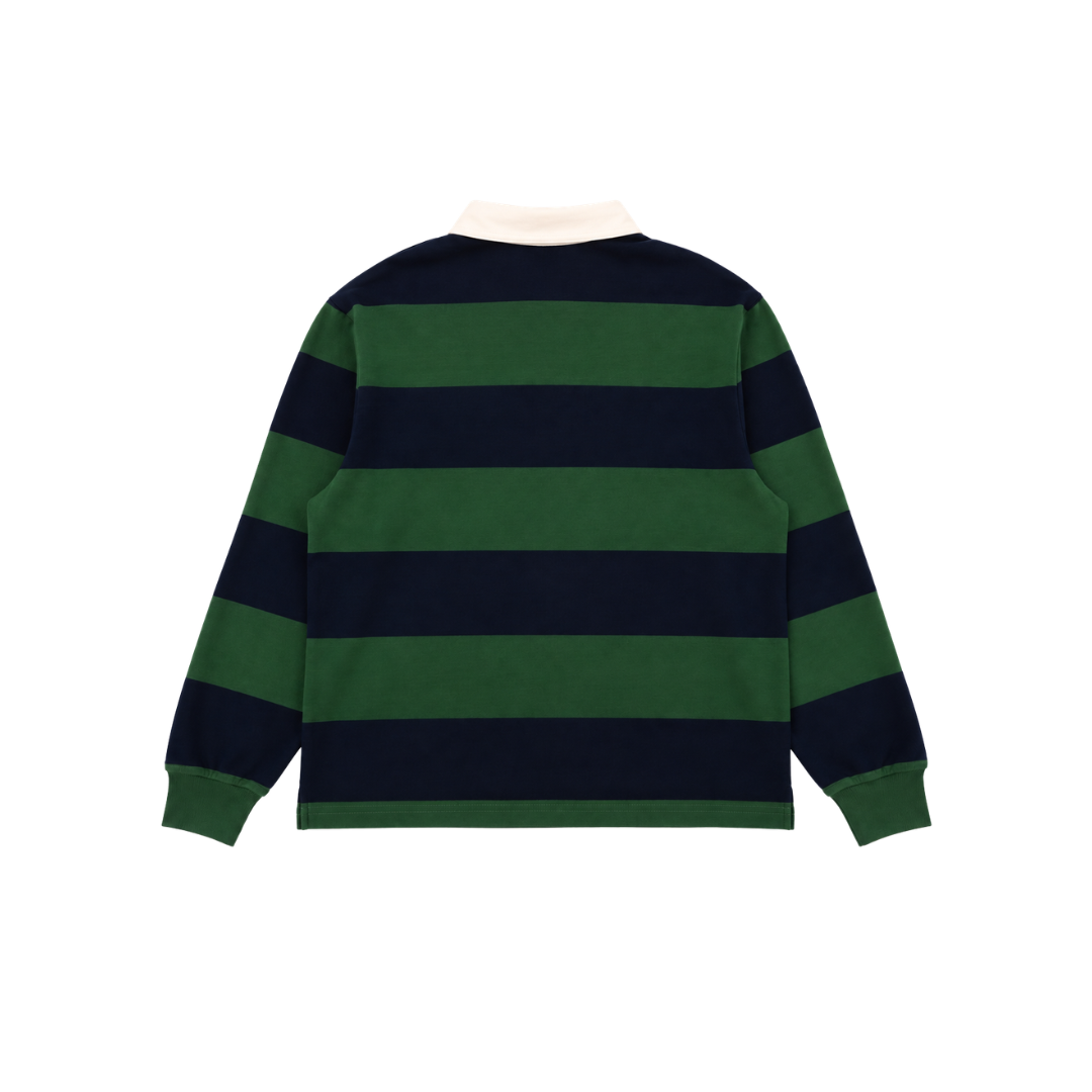 Classic Green and Navy Striped Rugby Shirt