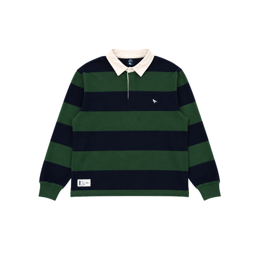 Classic Green and Navy Striped Rugby Shirt
