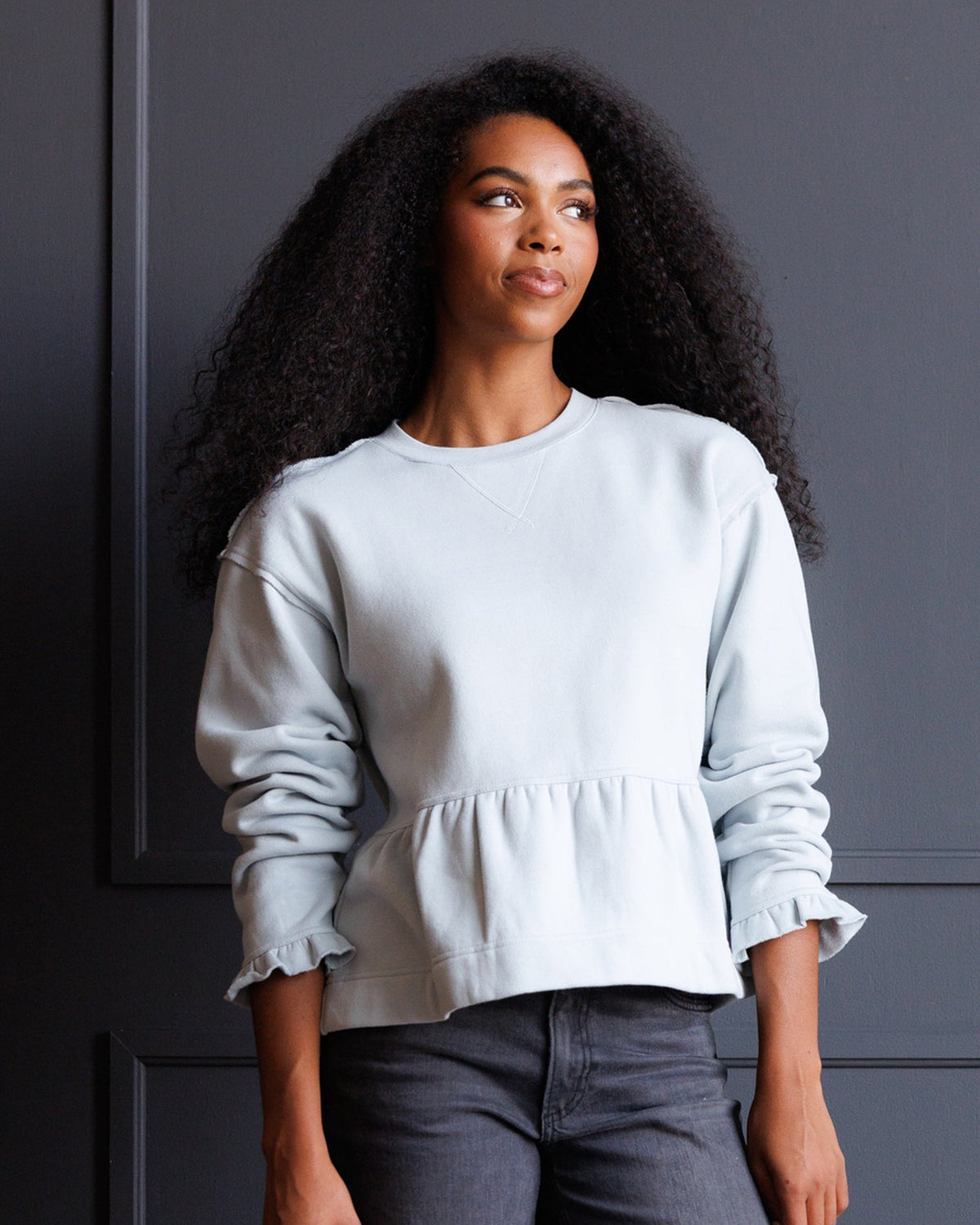 Country Peplum Crew Sweatshirt