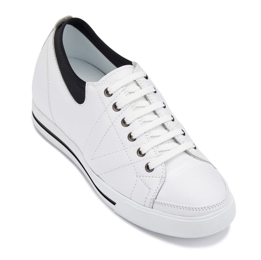 TOTO D8171 Men's Elevator Sneakers – 2.4 Inches Taller (White/Black)