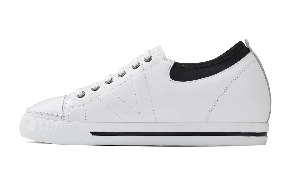 TOTO D8171 Men's Elevator Sneakers – 2.4 Inches Taller (White/Black)
