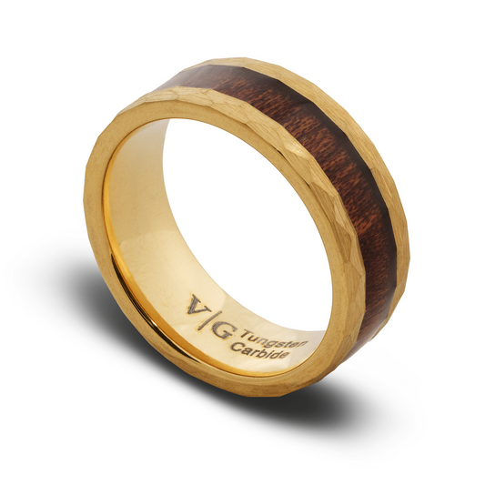 The Warrior Tungsten Ring with Hawaiian Koa Wood