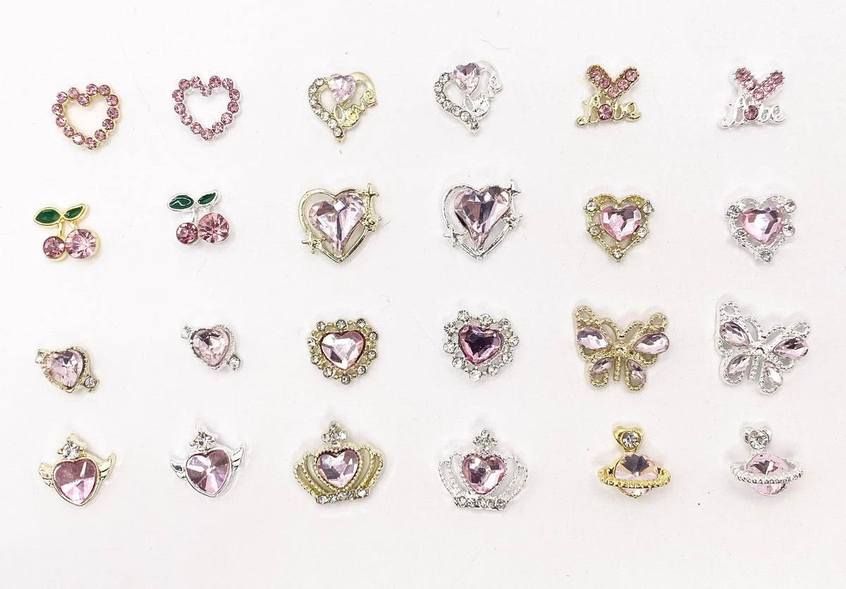 3D Pink Rhinestones Gold / Silver Plated - 240 pc
