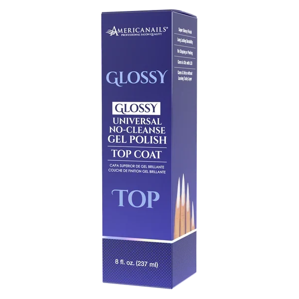 AmericaNails - No-Cleanse Gel Polish Top Coat | Glossy Finish, 8 oz
