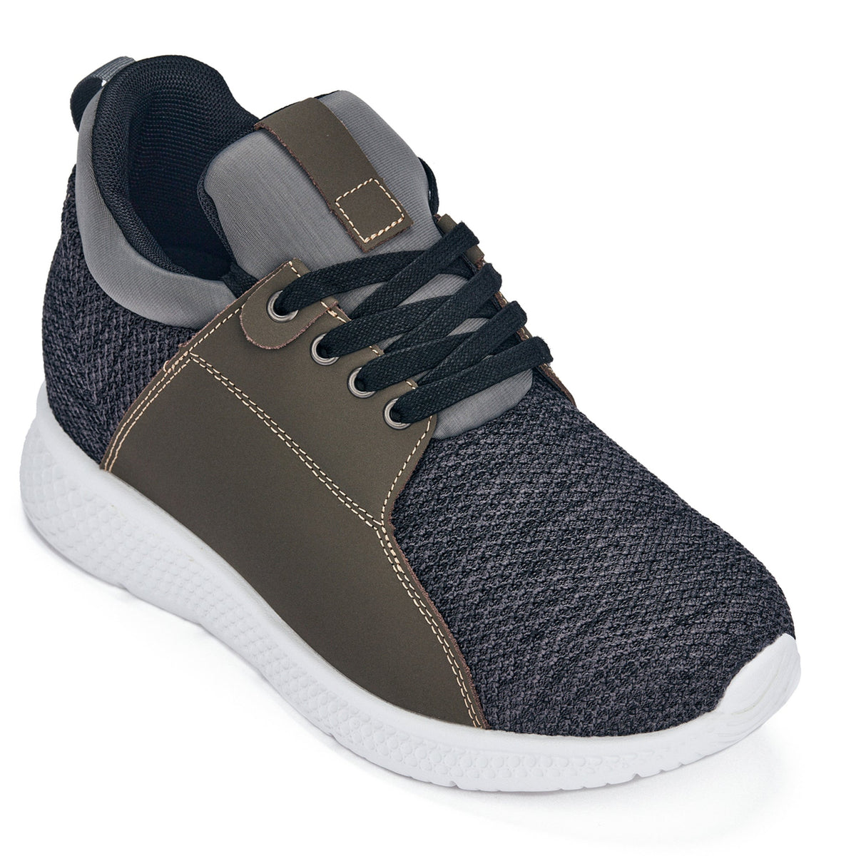 CALTO H71923 Men's Elevator Sneakers – 3.2 Inches Taller (Cement Charcoal)