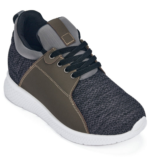 CALTO H71923 Men's Elevator Sneakers – 3.2 Inches Taller (Cement Charcoal)