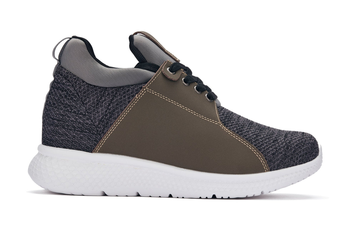 CALTO H71923 Men's Elevator Sneakers – 3.2 Inches Taller (Cement Charcoal)
