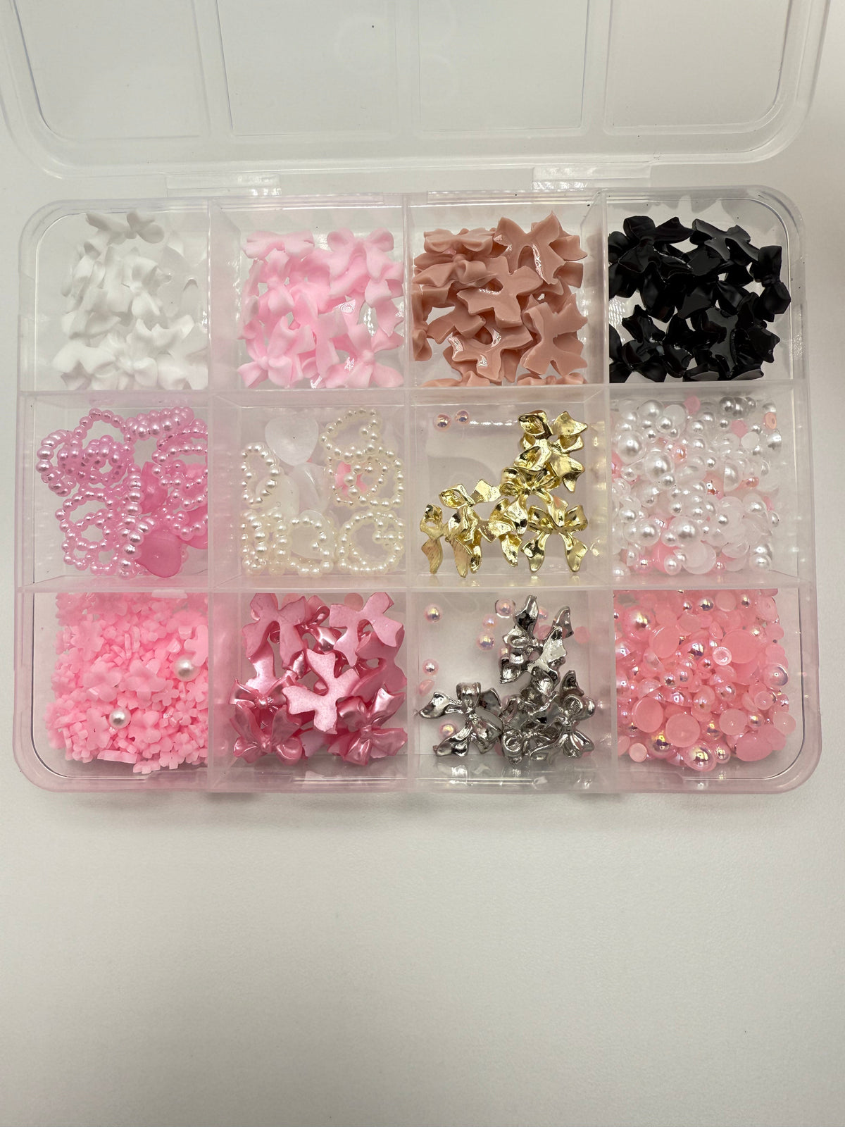 Bows, Hearts and Pearls 3D Nail Art