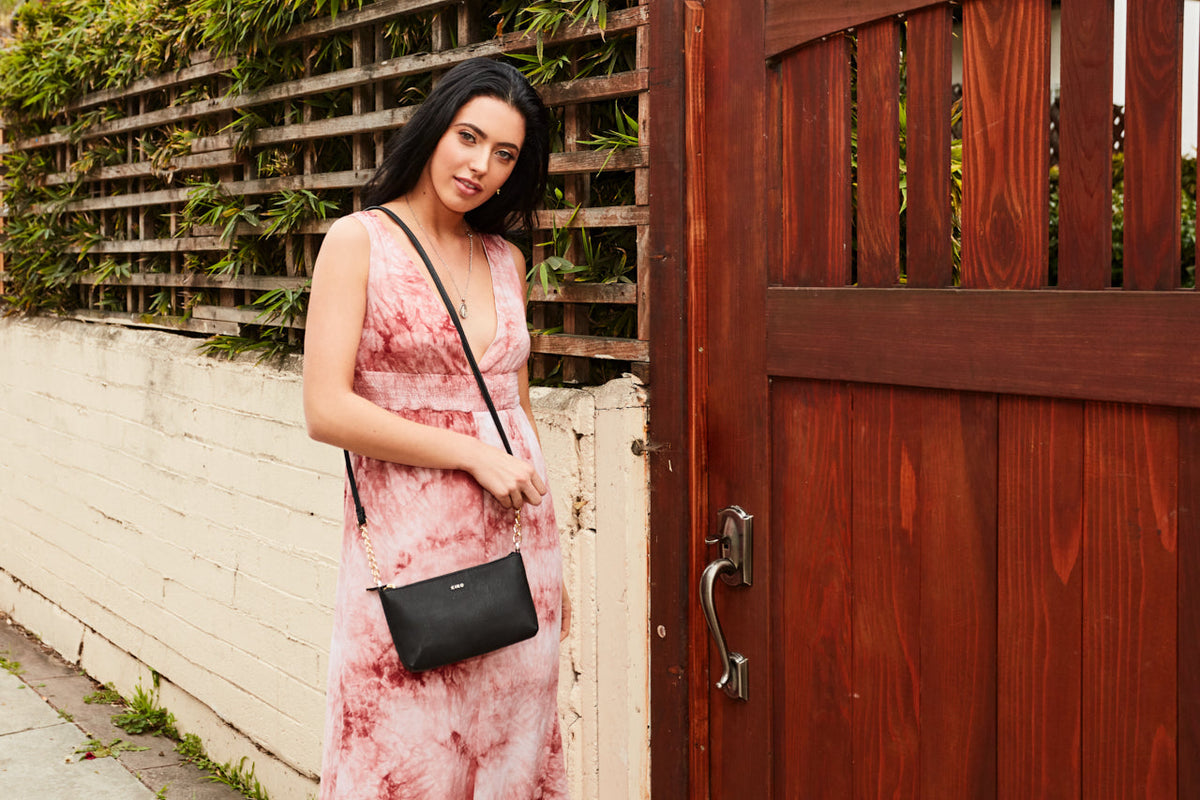 Two Chain Saffiano Leather Crossbody