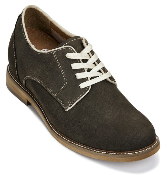 CALTO J1311 3-Inch Taller Sardine Grey Business Casual Leather Derbies