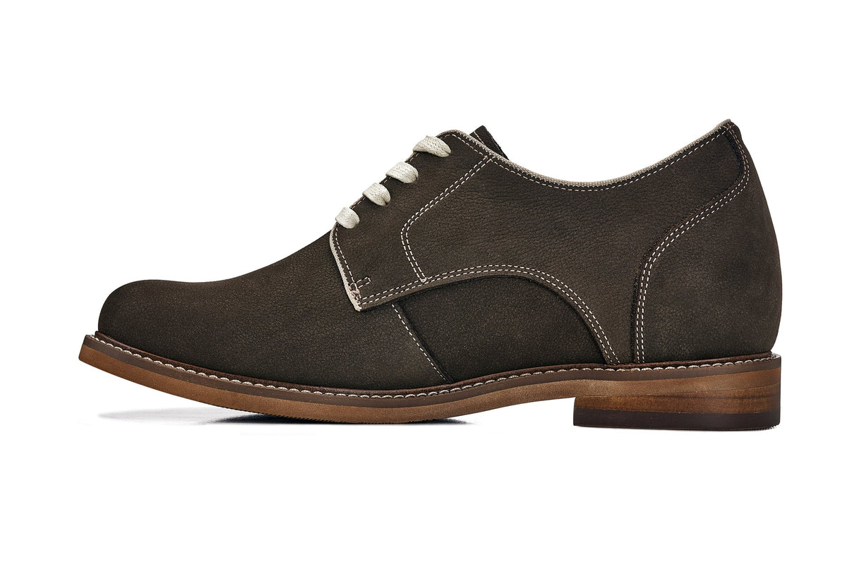 CALTO J1311 3-Inch Taller Sardine Grey Business Casual Leather Derbies