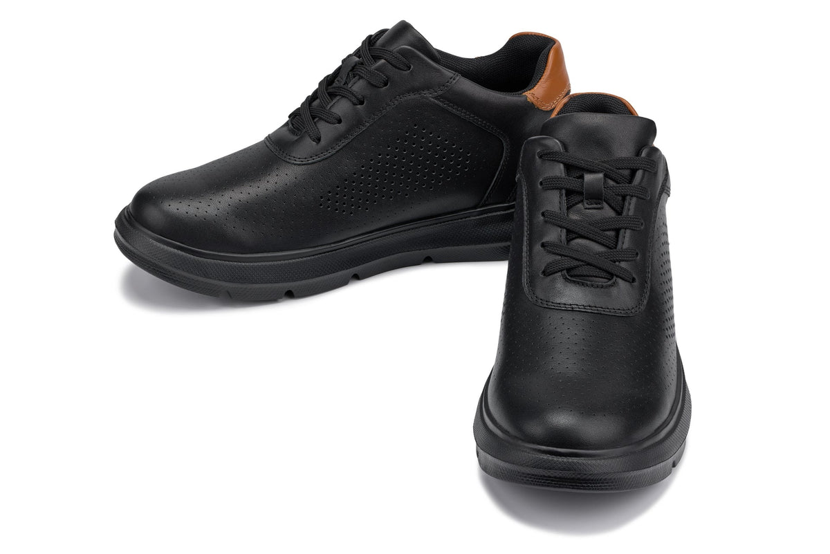 CALTO J1580 2.6-Inch Taller Black/Black Sole Lightweight Casual Walkers