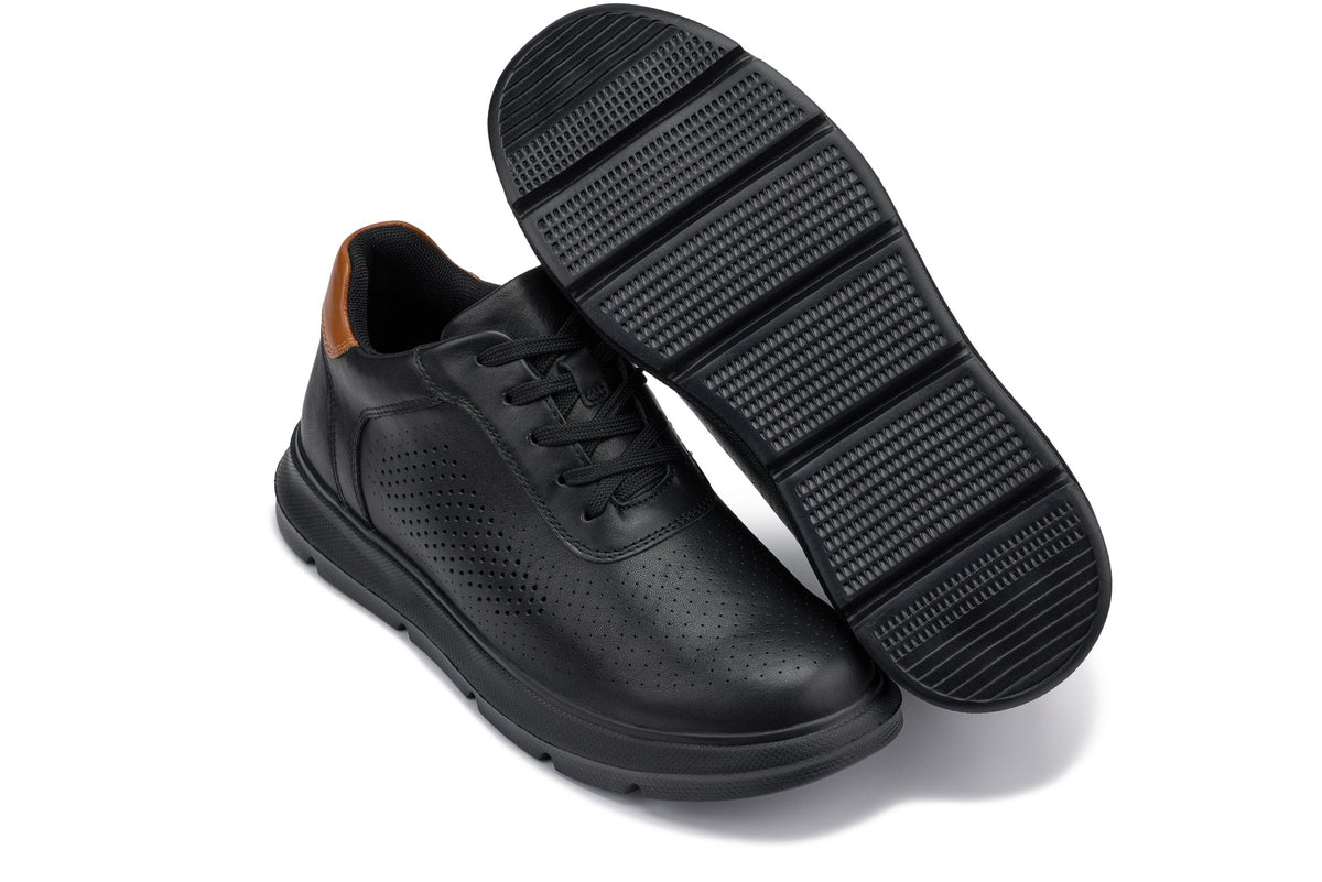CALTO J1580 2.6-Inch Taller Black/Black Sole Lightweight Casual Walkers