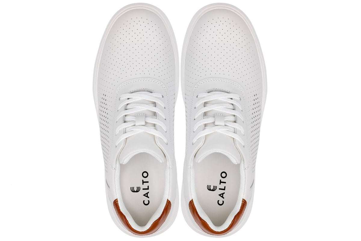 CALTO J1581 2.6-Inch Taller White Lightweight Casual Walkers