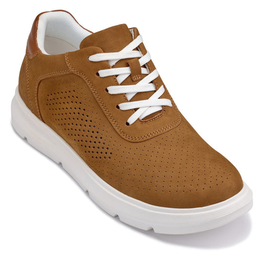 CALTO J1583 2.6-Inch Taller Brown Lightweight Casual Walkers