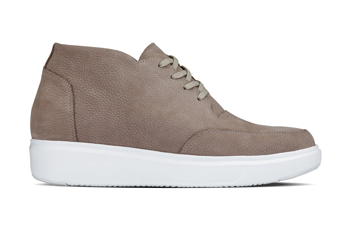 CALTO J1770 3.2-Inch Taller Khaki Casual Chunky Sole Boots – Soft Pebble Grain Nubuck Leather