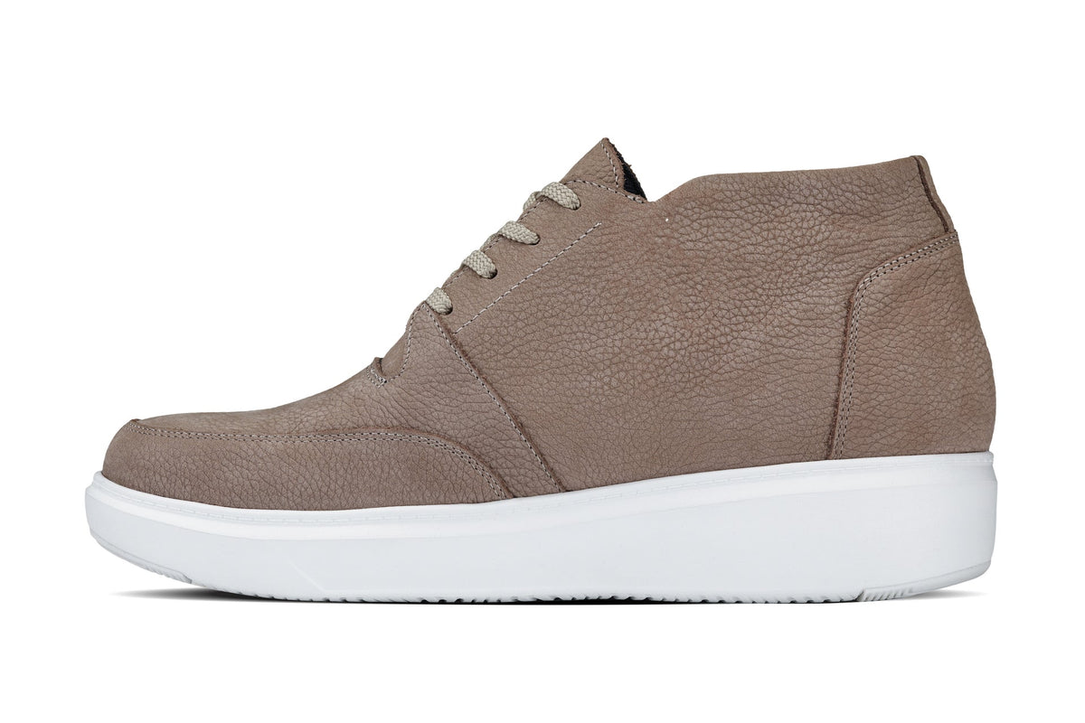 CALTO J1770 3.2-Inch Taller Khaki Casual Chunky Sole Boots – Soft Pebble Grain Nubuck Leather
