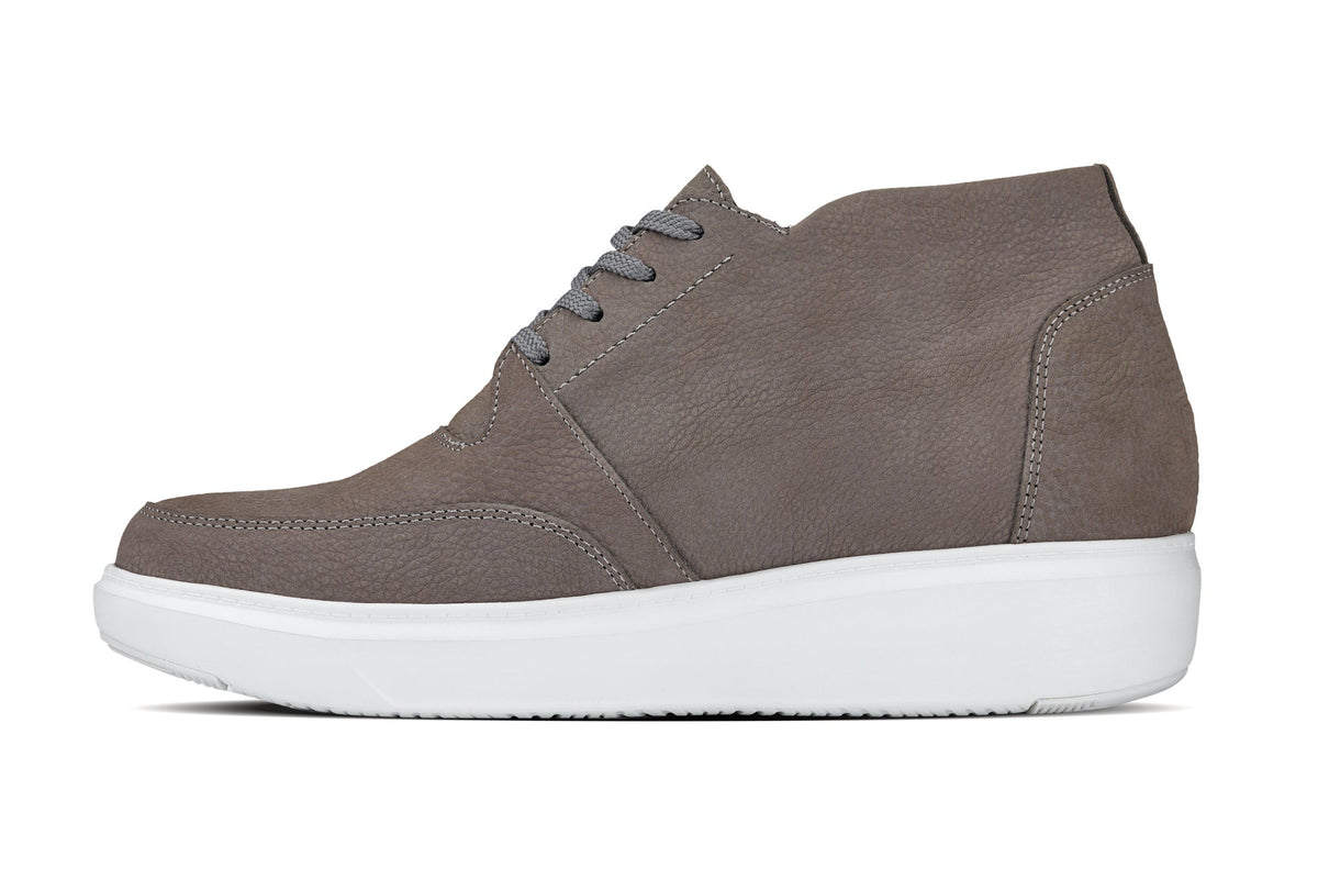 CALTO J1771 3.2-Inch Taller Grey Casual Chunky Sole Boots – Soft Pebble Grain Nubuck Leather