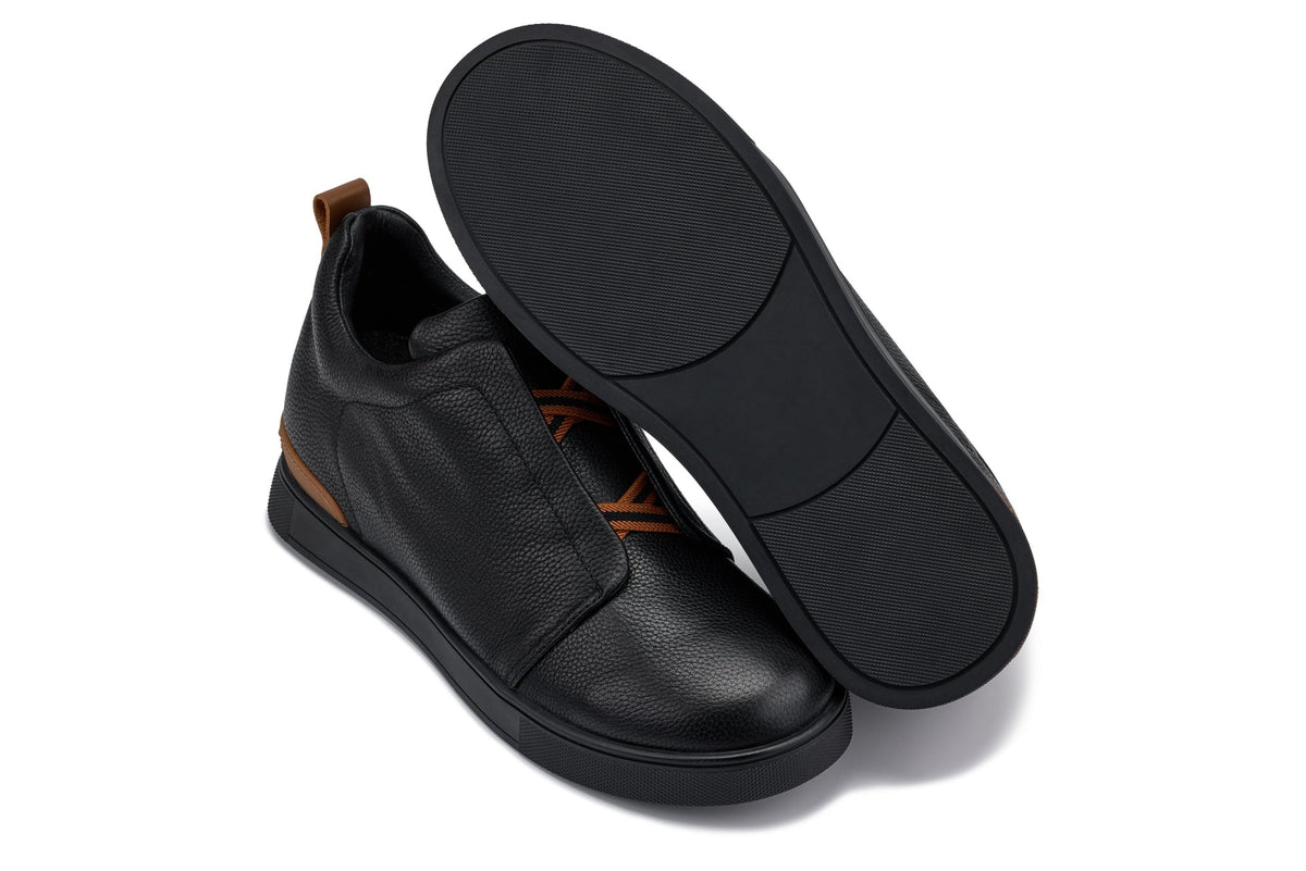 CALTO J1931 2.6-Inch Taller Black/Black Sole Slip-On Snoafers