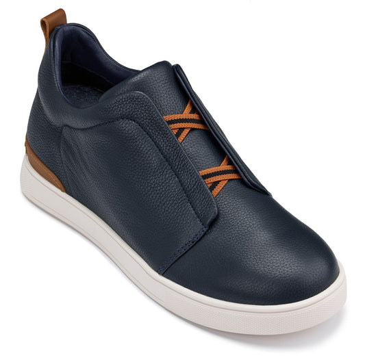 CALTO J1934 2.6-Inch Taller Navy Slip-On Snoafers